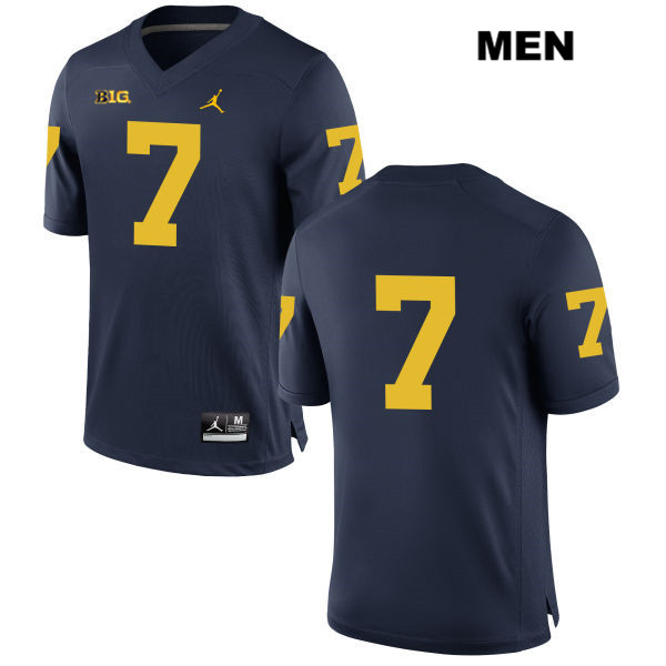Men's NCAA Michigan Wolverines Khaleke Hudson #7 No Name Navy Jordan Brand Authentic Stitched Football College Jersey DP25N20GP
